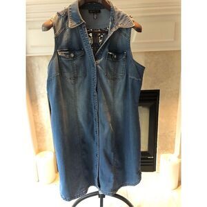 I.N.C. International Concepts Women’s Jean Snap Button Up Sleeveless Tank Dress